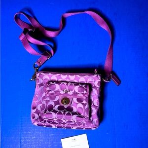 Coach purple sateen crossbody bag